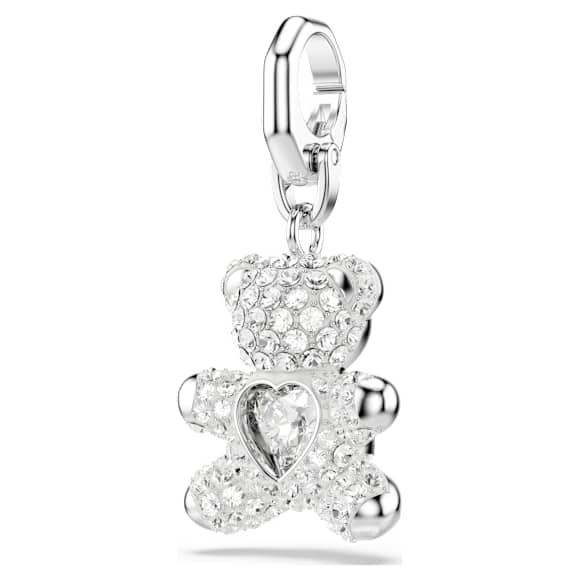 Symbolica charm, Bear, White, Rhodium plated - Swarovski, 5701277