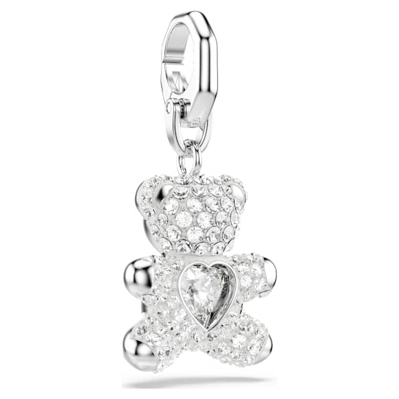 Symbolica charm, Bear, White, Rhodium plated - Swarovski, 5701277