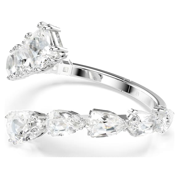 Άκαμπτο βραχιόλι Matrix, Μείξη κοπών, Λευκό, Επιμετάλλωση ροδίου - Swarovski, 5701898