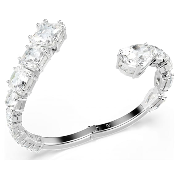 Matrix กำไล, ผสมผสานเหลี่ยมเจียระไนหลายหลายรูปแบบ, ขาว, เคลือบโรเดียม - Swarovski, 5701898