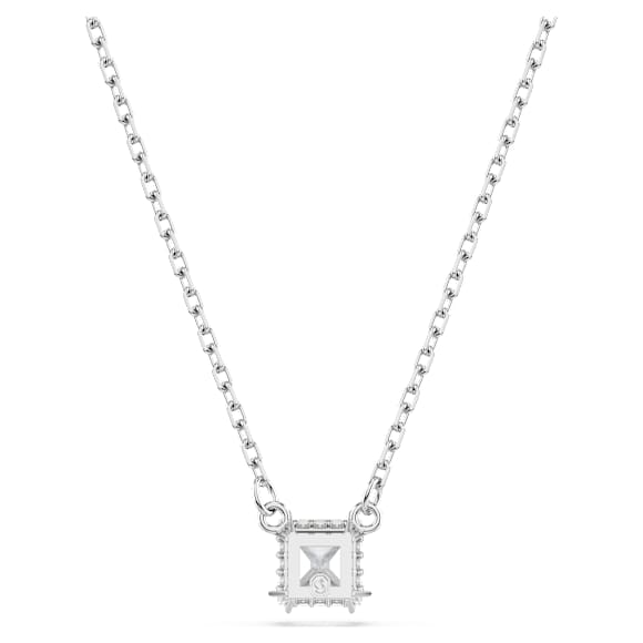 Stilla Attract pendant, Square cut, White, Rhodium plated - Swarovski, 5701903