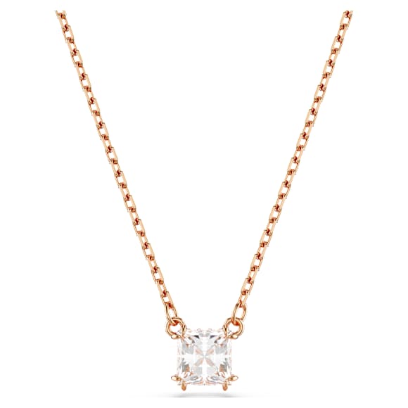 Stilla Attract pendant, Square cut, White, Rose gold-tone plated - Swarovski, 5701904