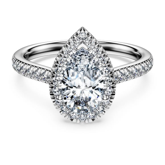 Eternity Halo-solitärring, Labbodlade diamanter 1,3 ct tw, Päronformad, 18K vitguld - Swarovski, 5702177