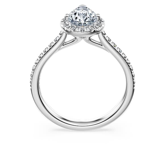 Bague solitaire halo Eternity, Diamants de synthèse 1,3 ct tw, Forme de poire, Or blanc 18 carats - Swarovski, 5702180