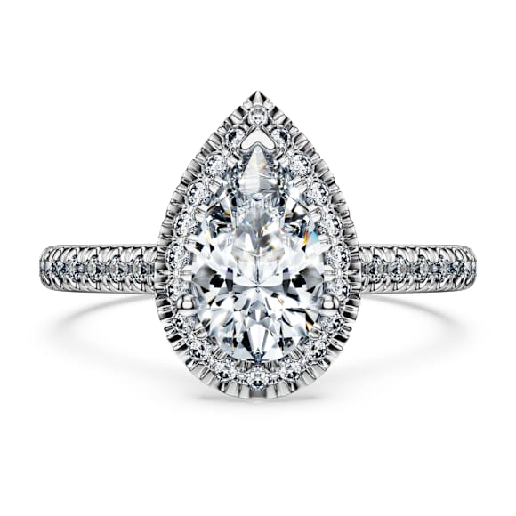 Eternity halo solitaire-ring, Laboratorium-diamanten 1,3 ct tw, Peervorm, 18K witgoud - Swarovski, 5702181