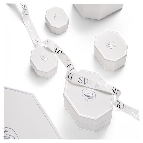 Anel solitário com halo Eternity, Diamantes criados em laboratório 1.3 ct tw, Forma de pera, Ouro branco de 18 quilates - Swarovski, 5702183