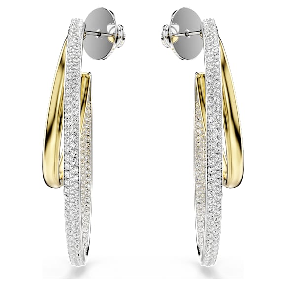 Cercei rotunzi Hyperbola, Tăietură rotundă, Medii, Albi, Finisaj metalic mixt - Swarovski, 5702400