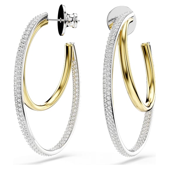 Cercei rotunzi Hyperbola, Tăietură rotundă, Medii, Albi, Finisaj metalic mixt - Swarovski, 5702400