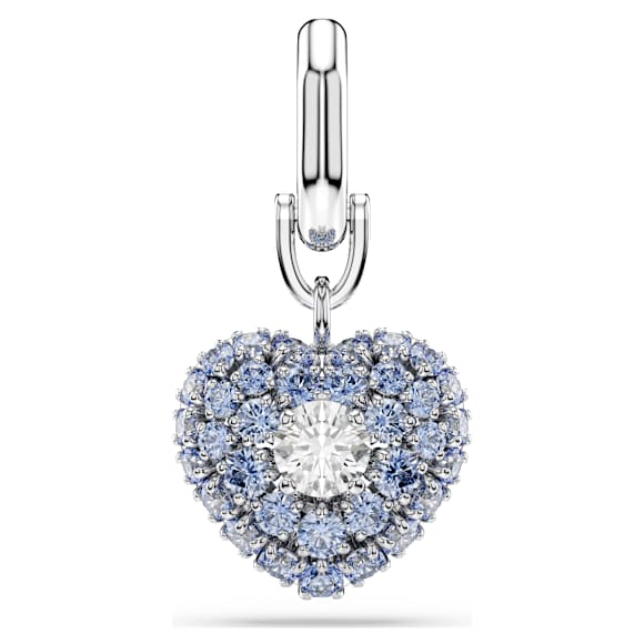 Symbolica charm, Heart, Blue, Rhodium plated - Swarovski, 5702701