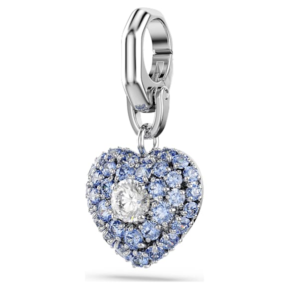 Symbolica charm, Heart, Blue, Rhodium plated - Swarovski, 5702701