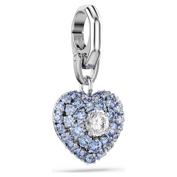 Symbolica charm, Heart, Blue, Rhodium plated - Swarovski, 5702701