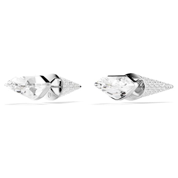 Lucent stud earrings, Pavé, Spike, White, Rhodium plated - Swarovski, 5702789
