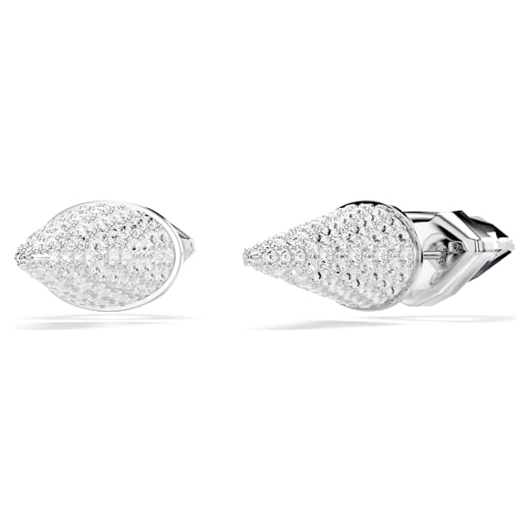 Lucent stud earrings, Pavé, Spike, White, Rhodium plated - Swarovski, 5702789