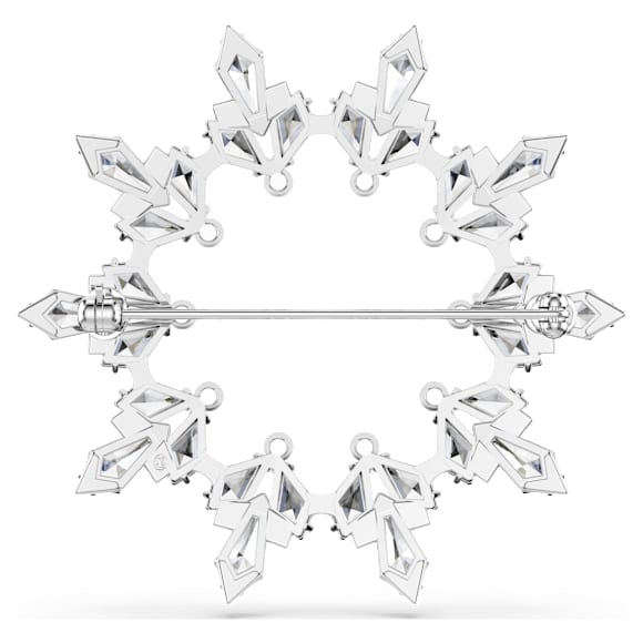 Idyllia brooch, Mixed cuts, Snowflake, White, Rhodium plated - Swarovski, 5705397