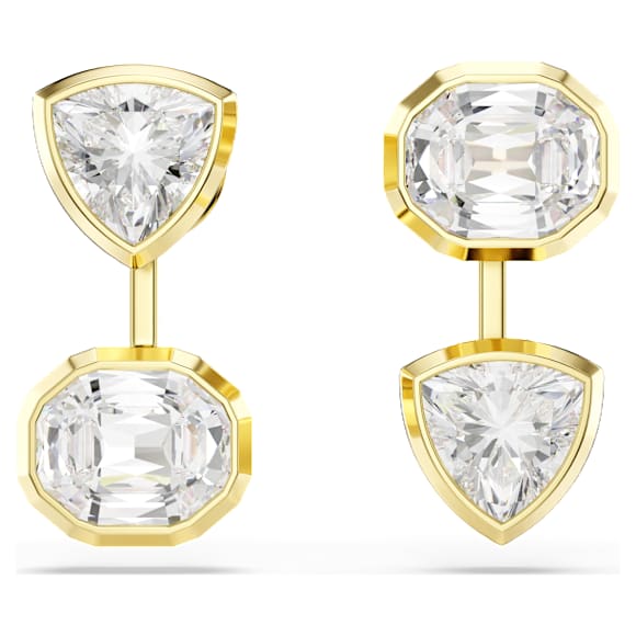 Imber 耳托耳环, 非对称设计, 混合切割, 白色, 金色饰面 - Swarovski, 5705461