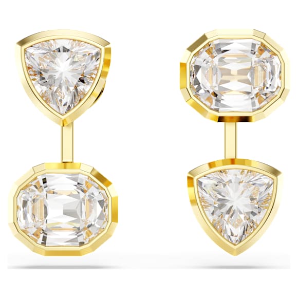 Imber earring jackets, Asymmetrical design, Mixed cuts, White, Gold-tone plated - Swarovski, 5705461