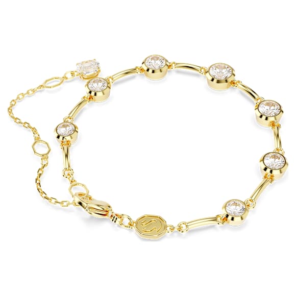 Imber Tennis bracelet, Mixed round cuts, White, Gold-tone plated - Swarovski, 5705465