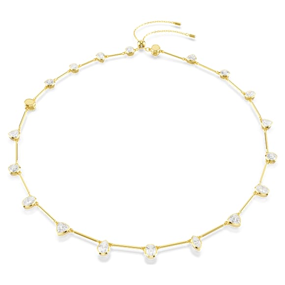 Imber ネックレス, マグネットクロージャー、ミックスカット, ホワイト, 18Kゴールドコーティング - Swarovski, 5705481