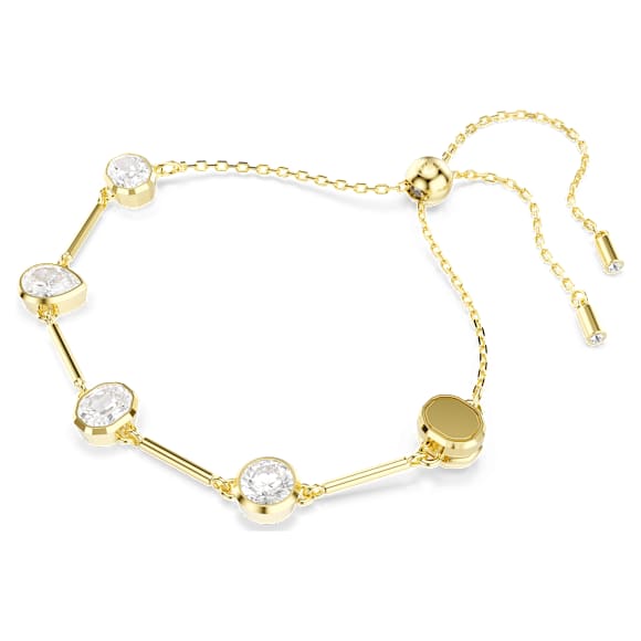 Imber necklace, Magnetic closure, Mixed cuts, White, 18K gold finish - Swarovski, 5705481