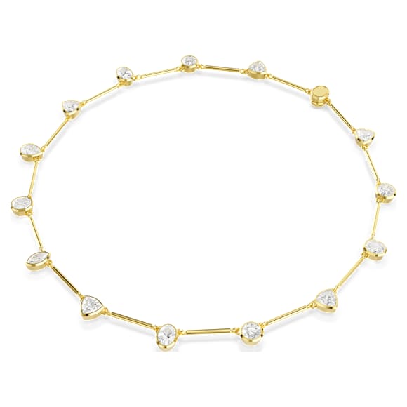 Imber ネックレス, マグネットクロージャー、ミックスカット, ホワイト, 18Kゴールドコーティング - Swarovski, 5705481