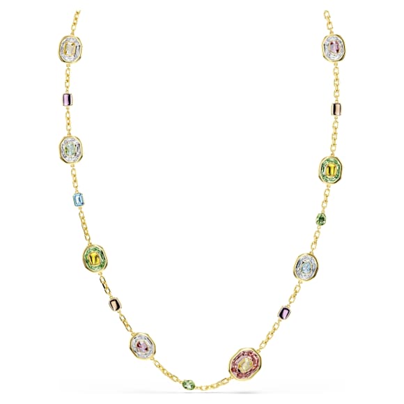 Chroma Dizi Kolye, Sekizgen kesim, Çok renkli, 18k altın rengi yüzey - Swarovski, 5705581