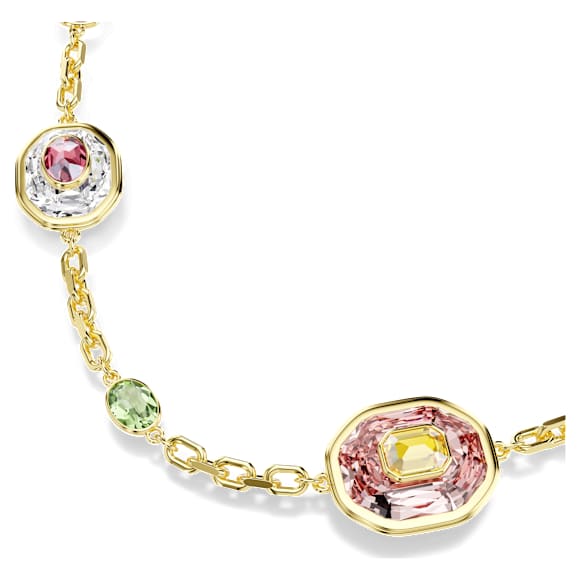 Chroma Dizi Kolye, Sekizgen kesim, Çok renkli, 18k altın rengi yüzey - Swarovski, 5705581