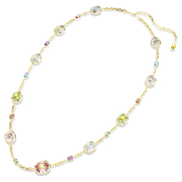 Chroma Dizi Kolye, Sekizgen kesim, Çok renkli, 18k altın rengi yüzey - Swarovski, 5705581