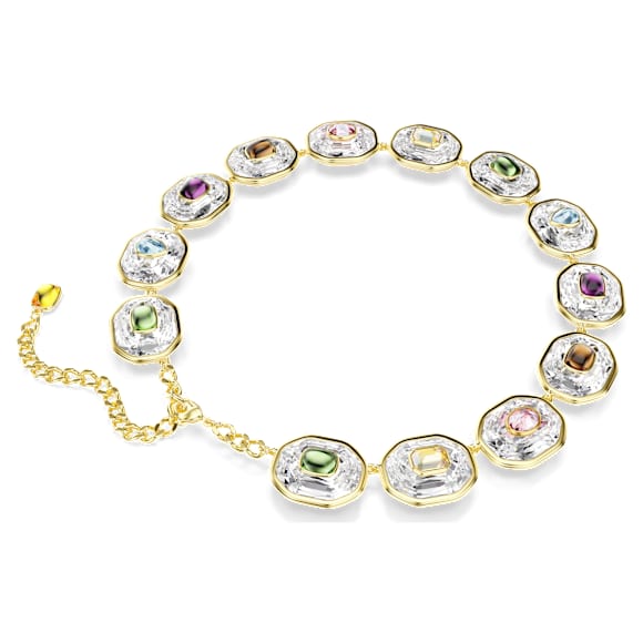 Chroma Tennis Halskette, Oktagon-Schliff, Mehrfarbig, 18K Goldbeschichtet - Swarovski, 5705587