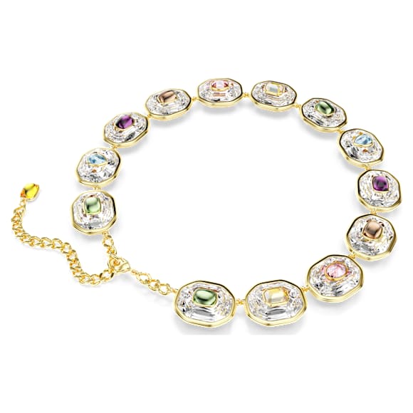 Chroma Tennis necklace, Octagon cut, Multicolored, Gold-tone plated - Swarovski, 5705587