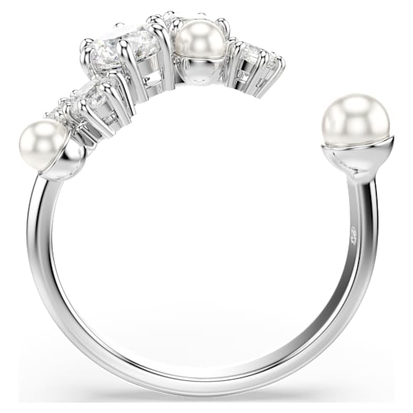 Constella open ring, Crystal pearl, Round cuts, White, Rhodium plated - Swarovski, 5705599