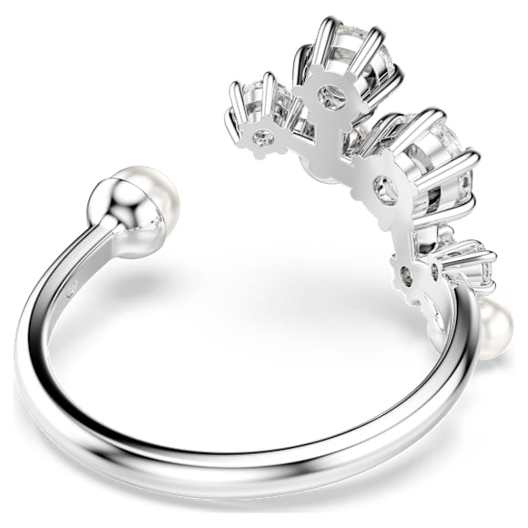 Constella open ring, Crystal pearl, Round cuts, White, Rhodium plated - Swarovski, 5705599