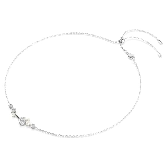 Constella necklace, Crystal pearl, Round cuts, White, Rhodium plated - Swarovski, 5705626