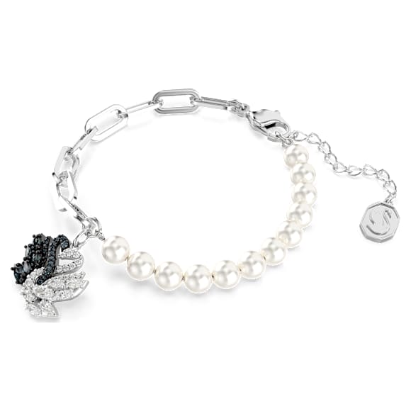 Brățară Swan, Perlă de cristal, Lebădă, Negru, Finisaj metalic mixt - Swarovski, 5705720