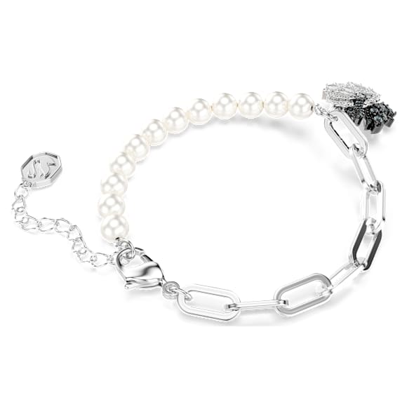 Swan bracelet, Crystal pearl, Swan, Black, Mixed metal finish - Swarovski, 5705720