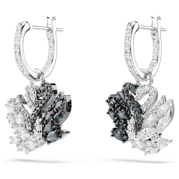 Swan drop earrings, Swan, Black, Mixed metal finish - Swarovski, 5705728