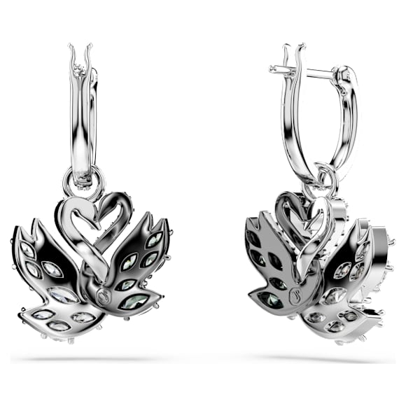 Viseči uhani Swan, Labod, Črni, Prevleka iz mešanih kovin - Swarovski, 5705728
