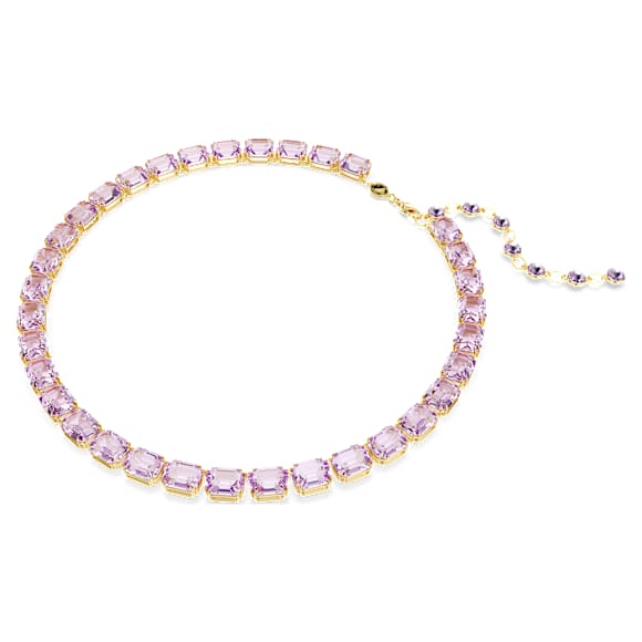 Millenia Tennis 네크리스, 옥타곤 컷, 퍼플, 골드 톤 플래팅 - Swarovski, 5705754