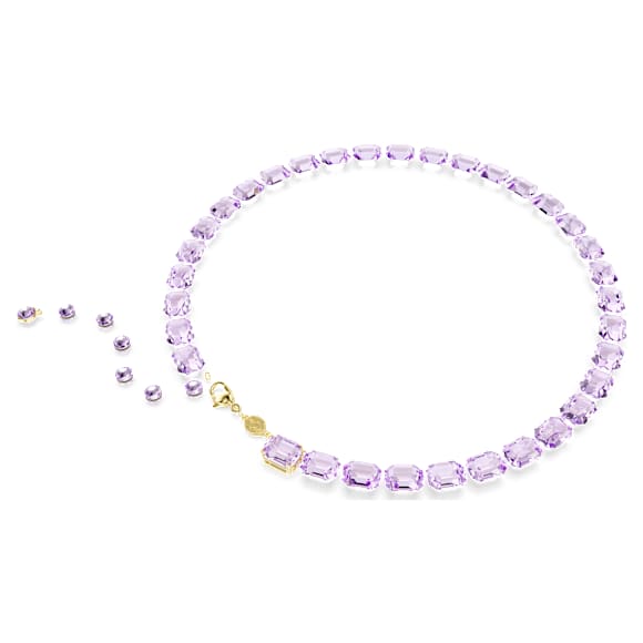 Millenia ネックレス, オクタゴンカット, パープル, ゴールドトーン