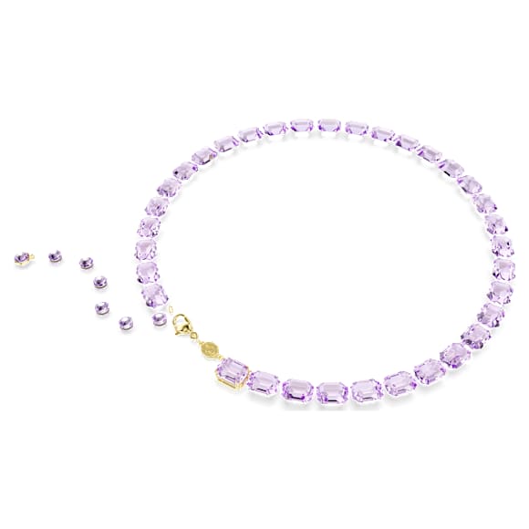 Collier Millenia, Taille octogonale, Violet, Doré à l’or 18 carats (750/1000) - Swarovski, 5705754