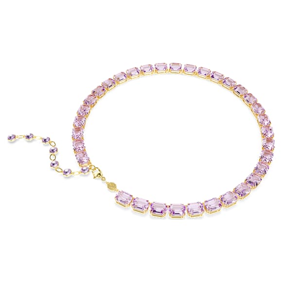 Millenia Tennis 네크리스, 옥타곤 컷, 퍼플, 골드 톤 플래팅 - Swarovski, 5705754