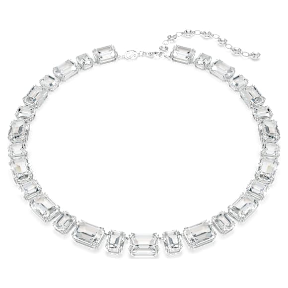 Millenia Tennis kolye, Sekizgen kesim, Beyaz, Rodyum kaplama - Swarovski, 5705757