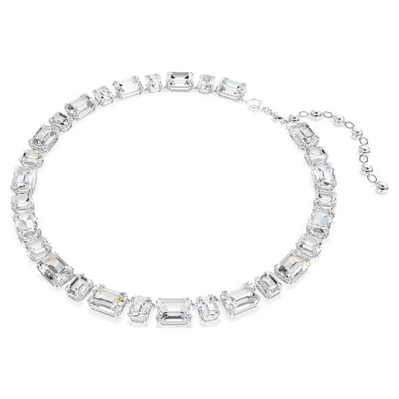 Millenia Tennis kolye, Sekizgen kesim, Beyaz, Rodyum kaplama - Swarovski, 5705757