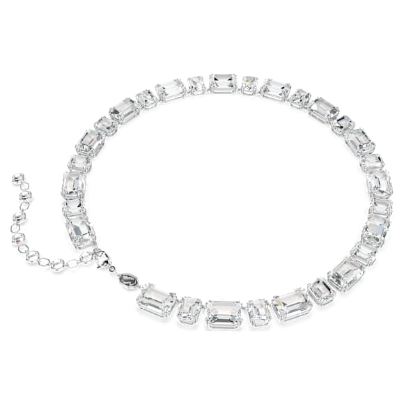 Millenia Tennis kolye, Sekizgen kesim, Beyaz, Rodyum kaplama - Swarovski, 5705757