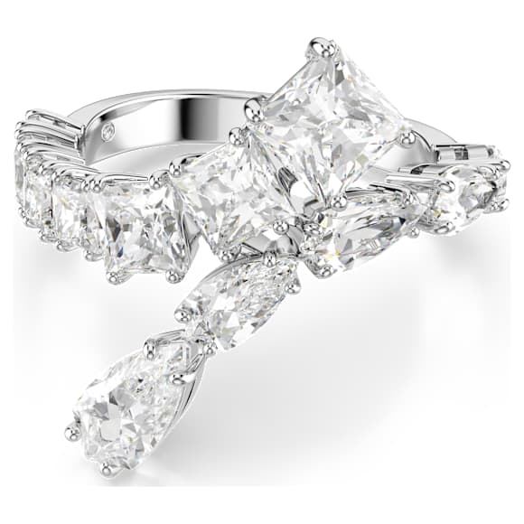 Matrix ring, Mixed cuts, White, Rhodium plated - Swarovski, 5705759