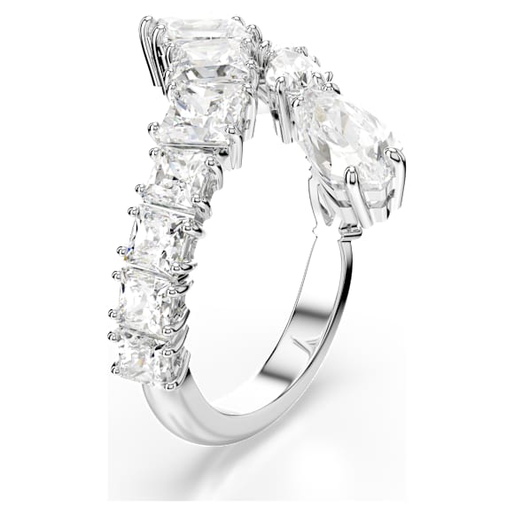 Matrix ring, Mixed cuts, White, Rhodium plated - Swarovski, 5705759