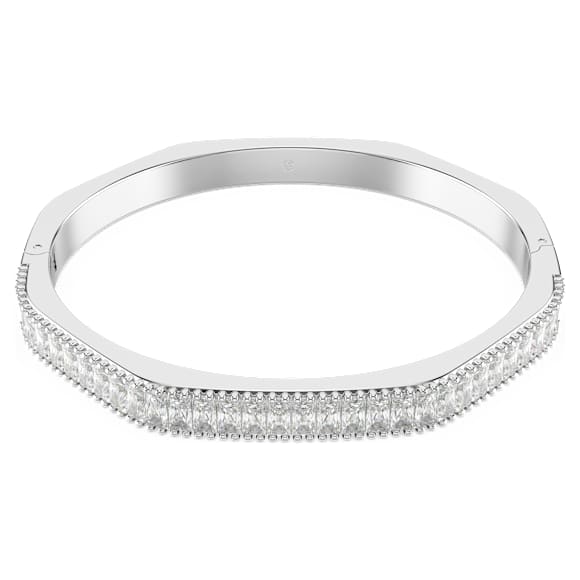 Matrix bangle, Baguette cut, Octagon shape, White, Rhodium plated - Swarovski, 5705784