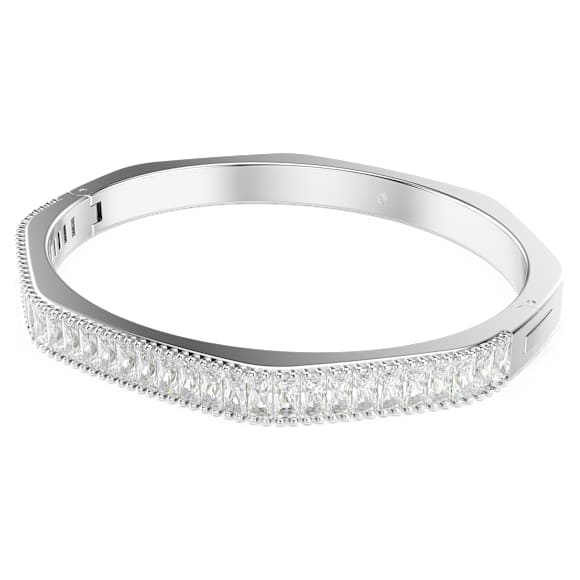 Matrix bangle, Baguette cut, Octagon shape, White, Rhodium plated - Swarovski, 5705784