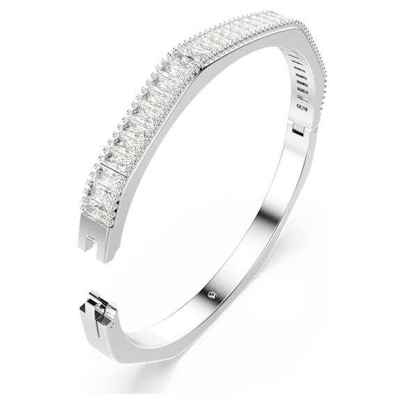 Matrix bangle, Baguette cut, Octagon shape, White, Rhodium plated - Swarovski, 5705784