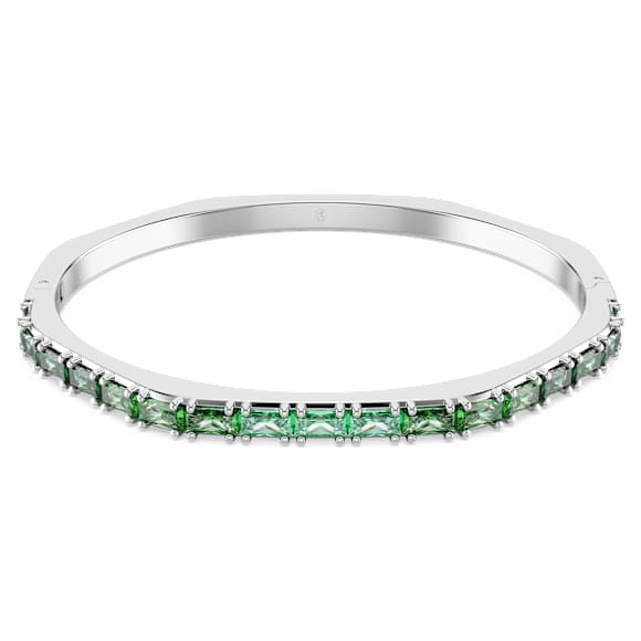 Matrix bangle, Baguette cut, Octagon shape, Green, Rhodium plated - Swarovski, 5705785