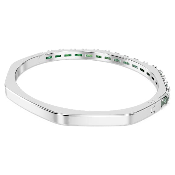 Matrix bangle, Baguette cut, Octagon shape, Green, Rhodium plated - Swarovski, 5705785